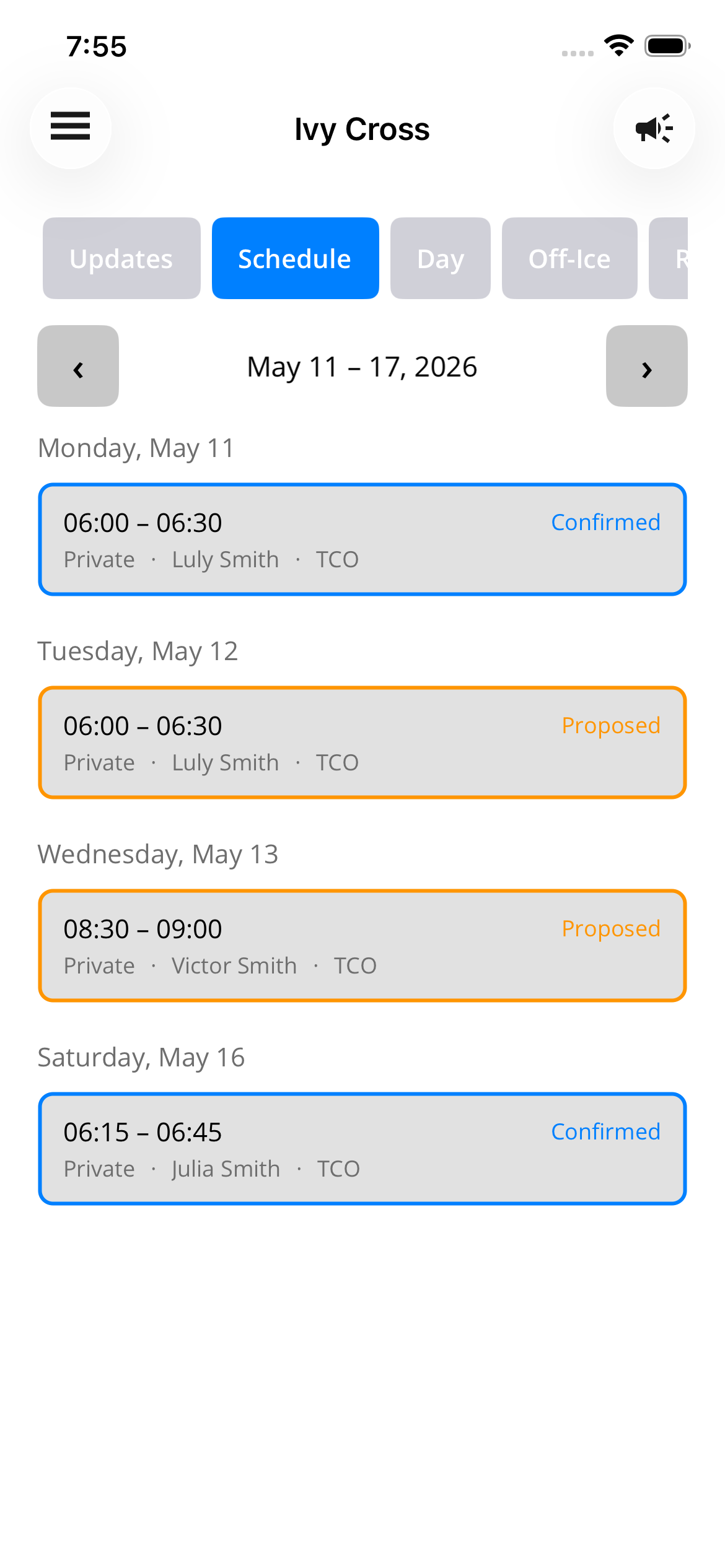 Student schedule